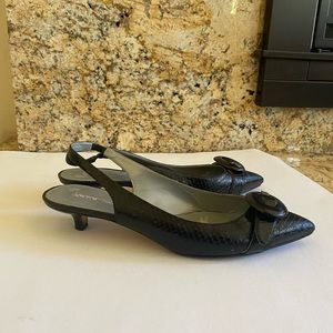 VIA SPIGA Vintage Leather Slingback Kitten Heels with front buckle | Size 9M